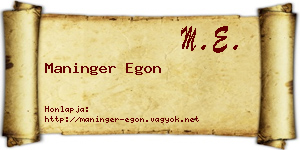 Maninger Egon névjegykártya